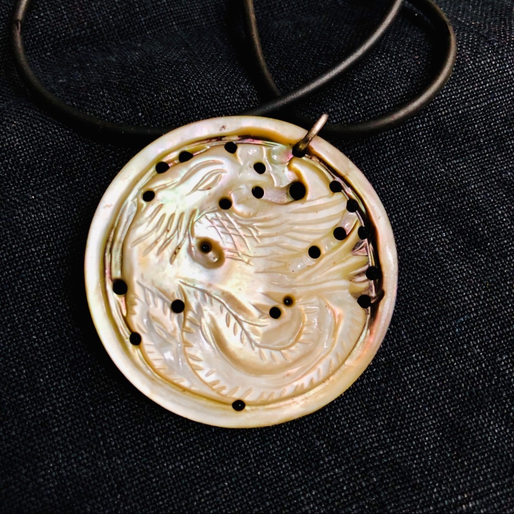 Vintage Mother of pearl Phoenix pendant